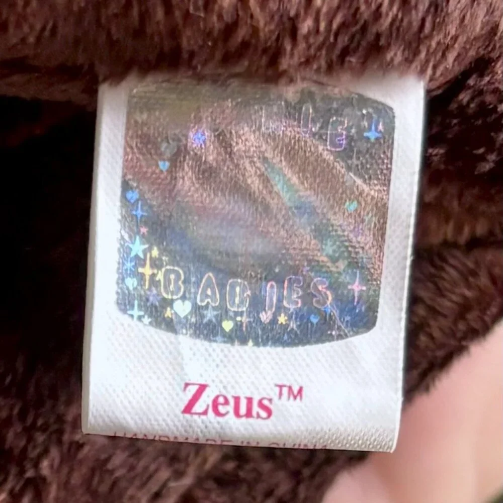 4589 2002 Zeus Orange Brown Moose Big Antlers Ty Beanie Baby Plush Stuffed MWMT - Picture 8 of 9